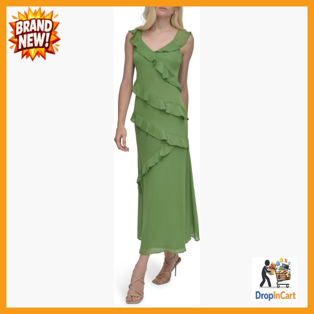 Sleeveless V-Neck Ruffle Maxi Dress Elegant Chic Versatile Travel Ready